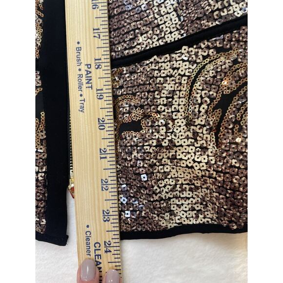 Frank Lyman Jacket Womens 4 Black Metallic Sequin Zip Blazer Cocktail Evening - Picture 10 of 16